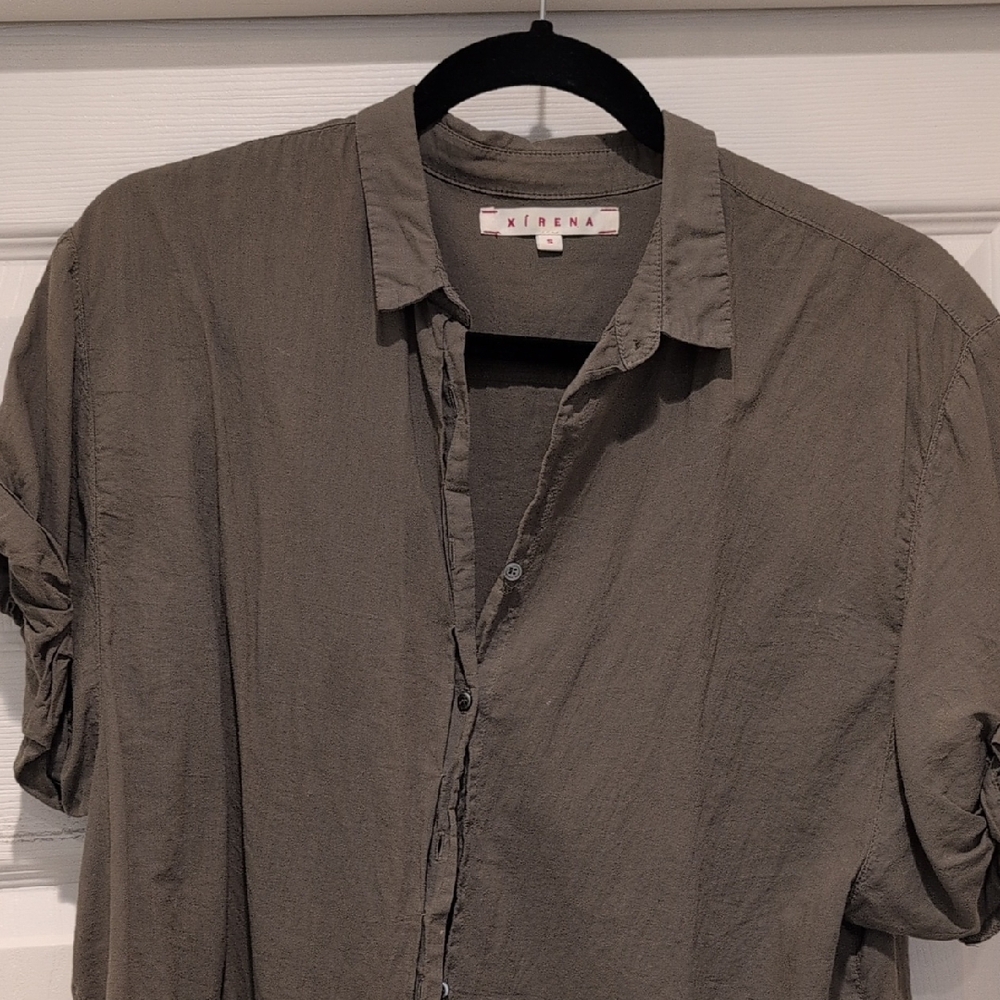 XiRENA Women's Casual Button Down Shirt - Green